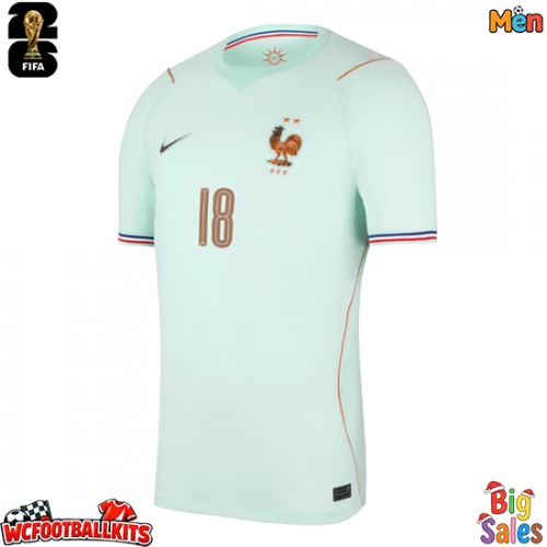 France Warren Zaire-Emery #18 Replica Away Stadium Shirt World Cup 2026 Short Sleeve